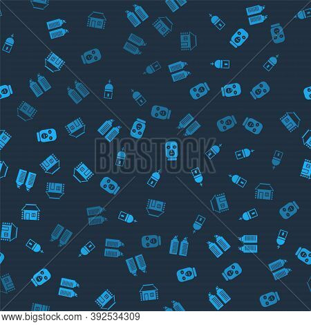 Set Two Towers In Dnipro, Church, Thief Mask And Ukrainian House On Seamless Pattern. Vector