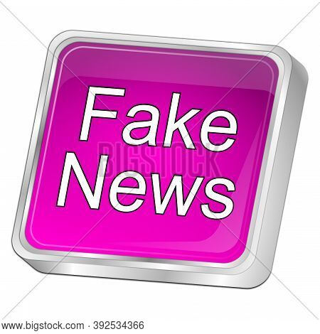 Purple Fake News Button - 3d Illustration