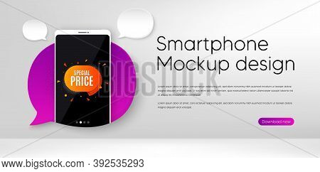 Special Price Sticker. Mobile Phone Vector Mockup. Discount Banner Shape. Sale Coupon Bubble Icon. S