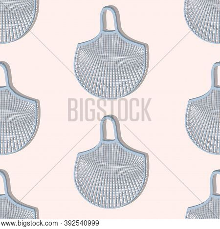 Pattern Of String Bag, Open Netted Bag. Flat Simple Vector Illustration. Eco Bag Shopper.