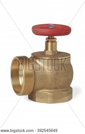Bronze Tap For Fire Hydrant Close Up Isolated On White Background