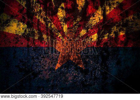 United States Of America, America, Us, Usa, American, Arizona, Arizonan Flag On Grunge Metal Backgro