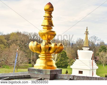 La Boulaye, France - April Circa, 2018. This Large Tibetan-style Chorten Is One Of De Most Visible R