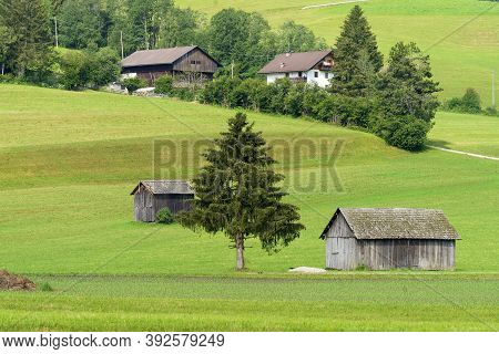 Cycleway Of Pusteria Valley, Bolzano Province, Trentino Alto Adige, Italy. Mountain Landscape At Sum