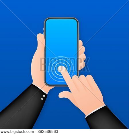 Click Smartphone. Empty Screen, Phone Mockup. Device Mockup. Cursor Icon Vector. Hand Pointer Vector