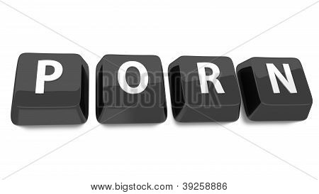 Porn Written In White On Black Computer Keys. 3D Illustration. Isolated Background.