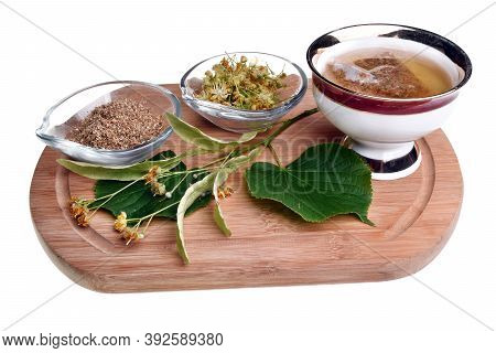 Fresh Healthy Nettle Plant, Lemon And Dried Herbs Isolated On A White Background Good For Coronaviru
