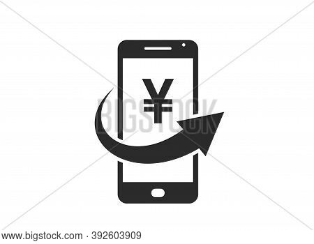 Mobile Money Icon. Japanese Yen Sign And Transfer Arrow On Mobile Phone. Financial And Smartphone Pa