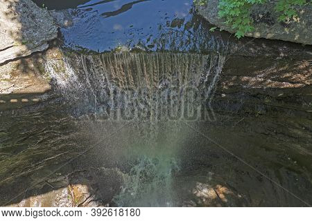 Looking Down A Waterfall At Matthiessen State Park In Illinois