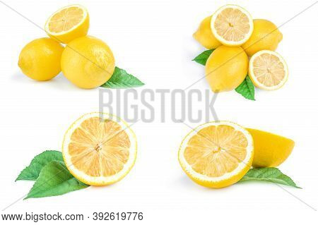 Collection Of Limons On A White Background. Clipping Path