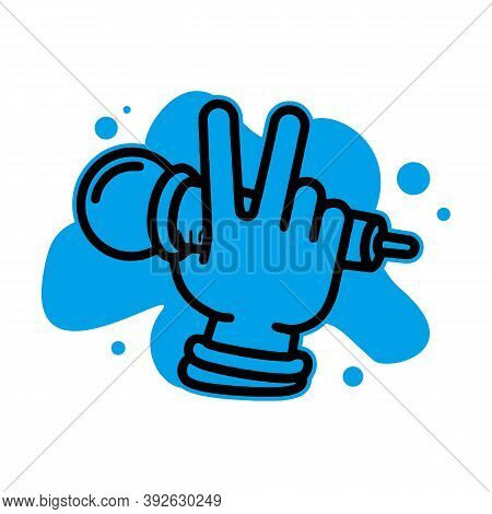 Hiphop Singer Microphone Icon. Outline Hiphop Singer Microphone Vector Icon For Web Design Isolated 