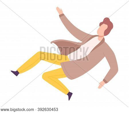 Flying Man Floating In The Air Fantasizing Vector Illustration
