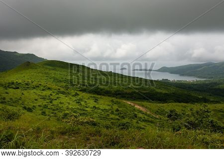 Bay Of The Sea From The Top Of The Hill Of The Mountainous Coast, Summer Landscape And Seascape In C