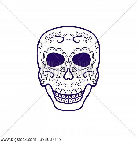 Dia De Los Muertos, Blue Head Skull Vector Illustration