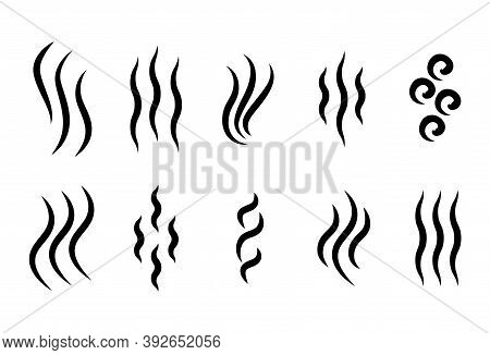 Steam Icon. Warm Aroma Smell Logo. Vecor Grill Coffee Vapor Aroma Swirl Symbol