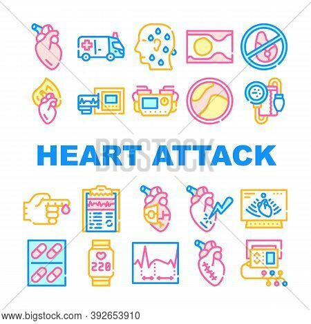 Heart Attack Disease Collection Icons Set Vector