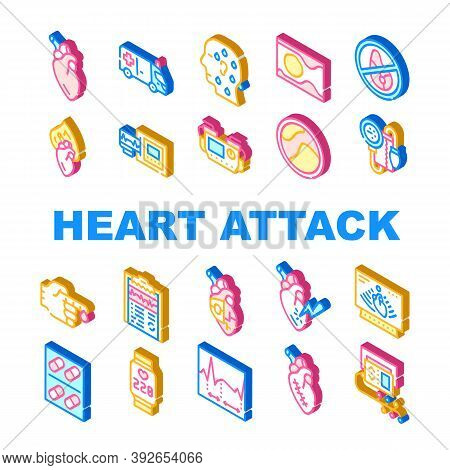 Heart Attack Disease Collection Icons Set Vector