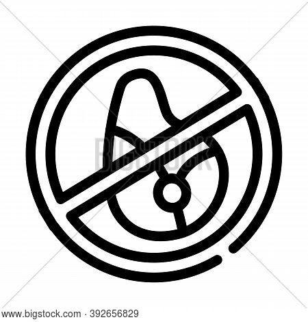 Ban On Meat Line Icon Vector Illustration