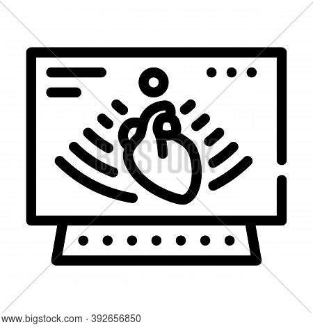 Heart Ultrasound Line Icon Vector Illustration Sign