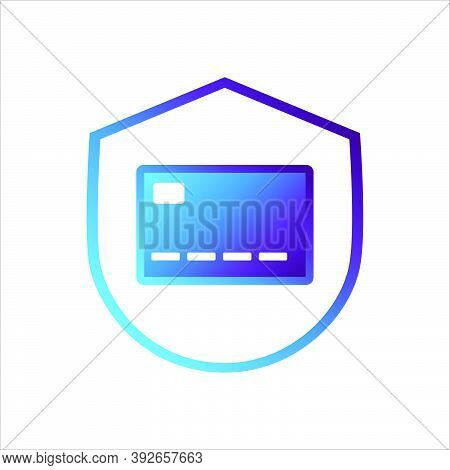 Security Shield Icon. Shield With Credit Card Symbol. Concept Of Cashless Payment Security . Gradien