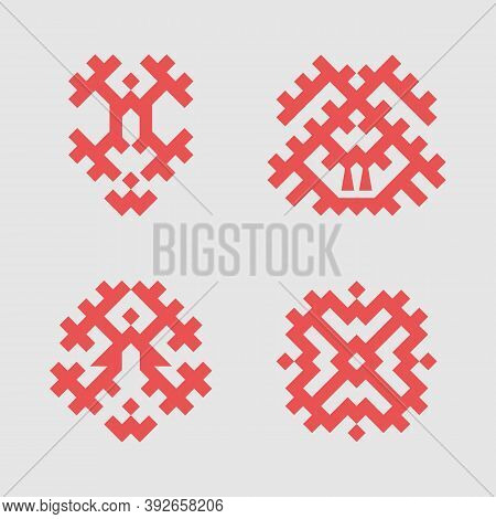 Patterns Based On Khanty-mansi Siberian Folk Ornaments Set