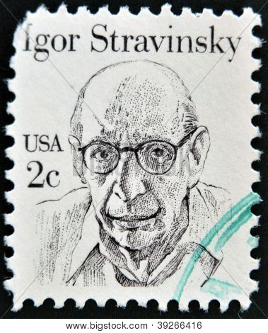 Stati Uniti d'AMERICA - CIRCA 1980: timbro stampato in USA spettacoli, Igor Stravinsky, circa 1980