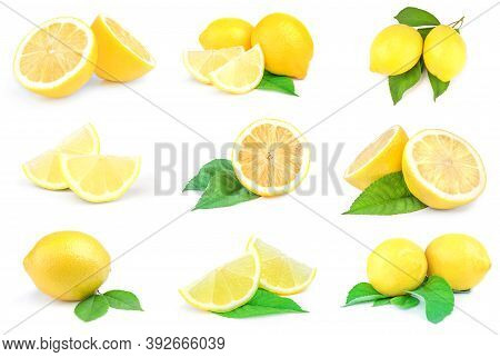Group Of Lemons Isolated On A White Background Cutout