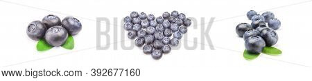 Set Of Fresh Huckleberry Over A White Background