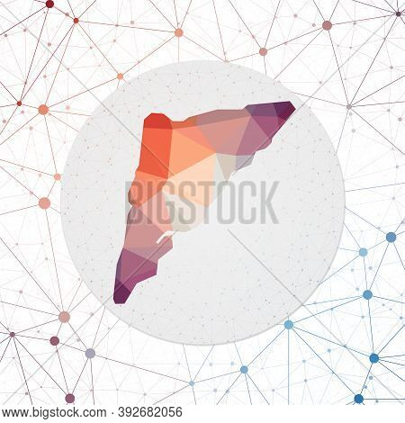 Abstract Vector Map Of Salt Cay, Turks Islands. Technology In The Island Geometric Style Poster. Pol