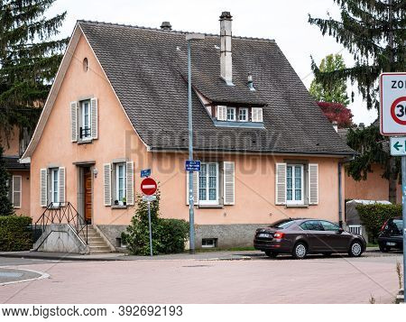 Strasbourg, France - Oct 18, 2020: Alastian House On The Allee Du Printemps And Skoda Octavia