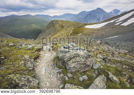 View From The Pass Karatyurek. Altai Mountains Landscape. Russia.