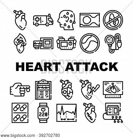 Heart Attack Disease Collection Icons Set Vector