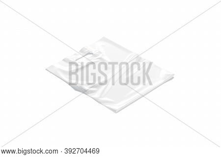 Blank White Die-cut Plastic Bag With Handle Hole Mock Up, 3d Rendering. Empty Carrier Packaging For 