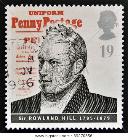 GroÃŸbritannien ca. 1995: Post Stempel gedruckt in GroÃŸbritannien zum Gedenken an die Arbeit von Porto p