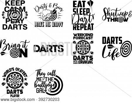 Set Os Darts Quotes. Darts Vector. Sport Quotes
