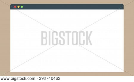 Cartoon Browser Window. Isolated Website Template. Web Page Mockup In Simple Design. Empty Window O 