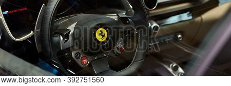 Poznan / Poland - 04.06.2017: Steering Wheel And Interior Ferrari 812 Superfast