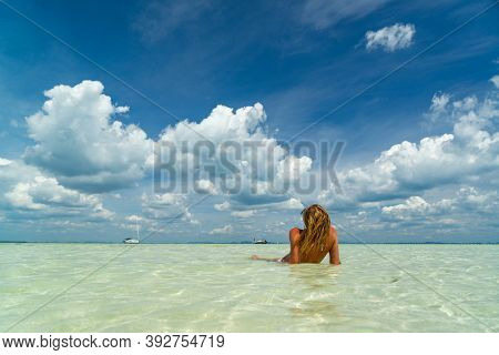 Beautiful Woman at the beach in Poda island  Thailand