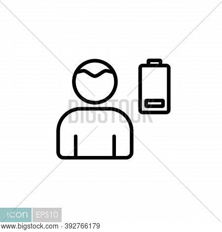 Novel Coronavirus Symptoms Weakness Vector Icon. Stress Low Battery. Graph Symbol For Medical Web Si