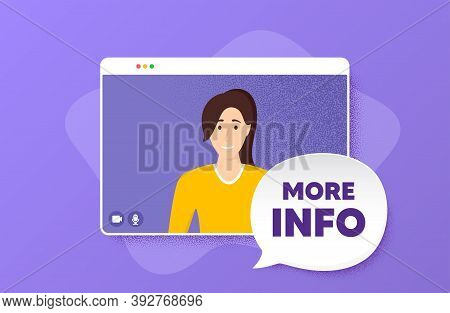 More Info Symbol. Video Conference Online Call. Navigation Sign. Read Description. Woman Character O