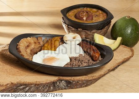 Bandeja Paisa, A Typical Dish In The Antioqueña Region Of Colombia.