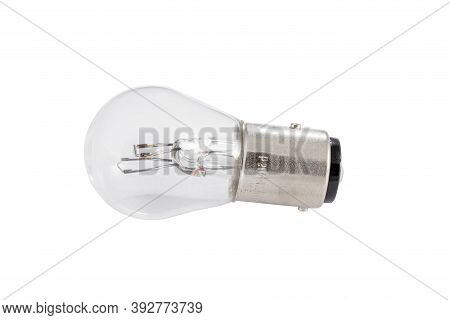 Car Light Bulb P21 5w Isolated On White.  Car Lighting Equipment Spare Part, Car Bulb.