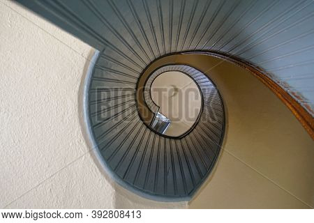 Design Spiral Staircase Inside A Lighthouse, Circular Architectural Shape