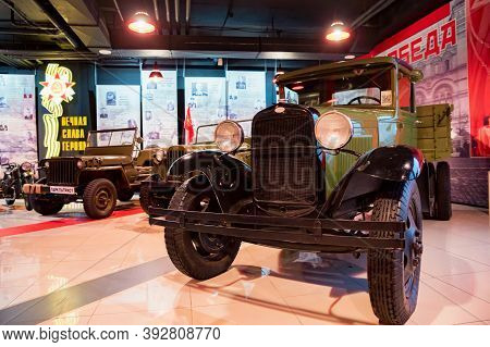 Kamensk-shakhtinsky, Russia - 25 October 2020: Green Gaz-aa Car Aka Polutorka