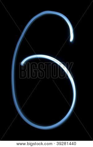 Nummer zes cijfer van Neon licht