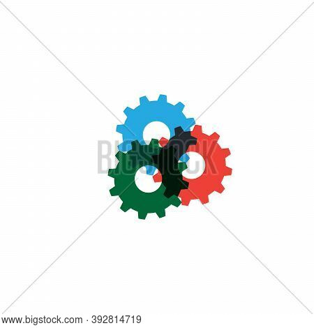 Colored Gear Wheels For Team Work Symbolism. Stock Vector Illustration Isolated On White Background.
