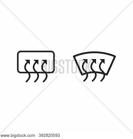 Heated Window Icon Set. Windshield Arrows Sign. Linear Outline Icon On White Background. Vector Stoc
