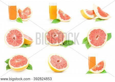 Collection Of Citrus Maxima On A Background