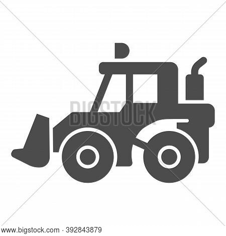 Tractor With Bucket Solid Icon, Heavy Equipment Concept, Backhoe Sign On White Background, Backhoe L
