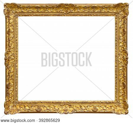 Old Gilded Wooden Frame Isolated On The White Background
